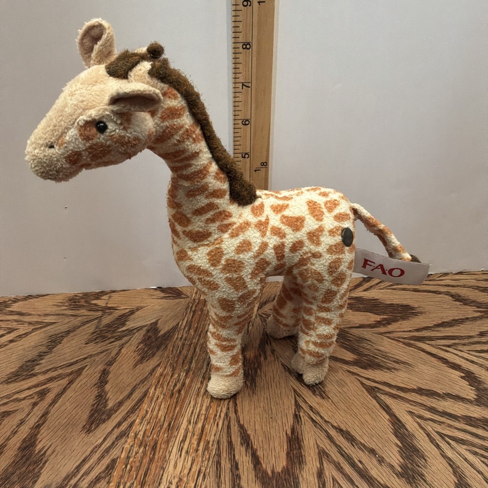 FAO SCHWARZ Toys R Us Geoffrey Giraffe 2010 9" Plush Stuffed Animal Toy Bendable